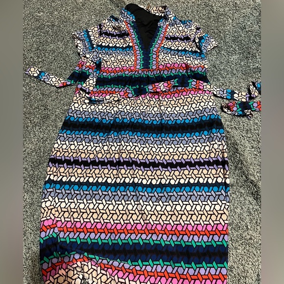 Trina Turk A line Belted Geometric Print dress large - Picture 4 of 5